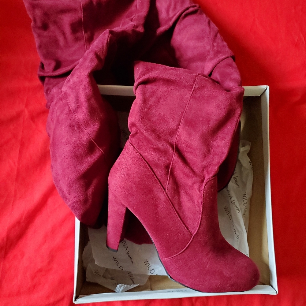 Burgundy Thigh High Boots
